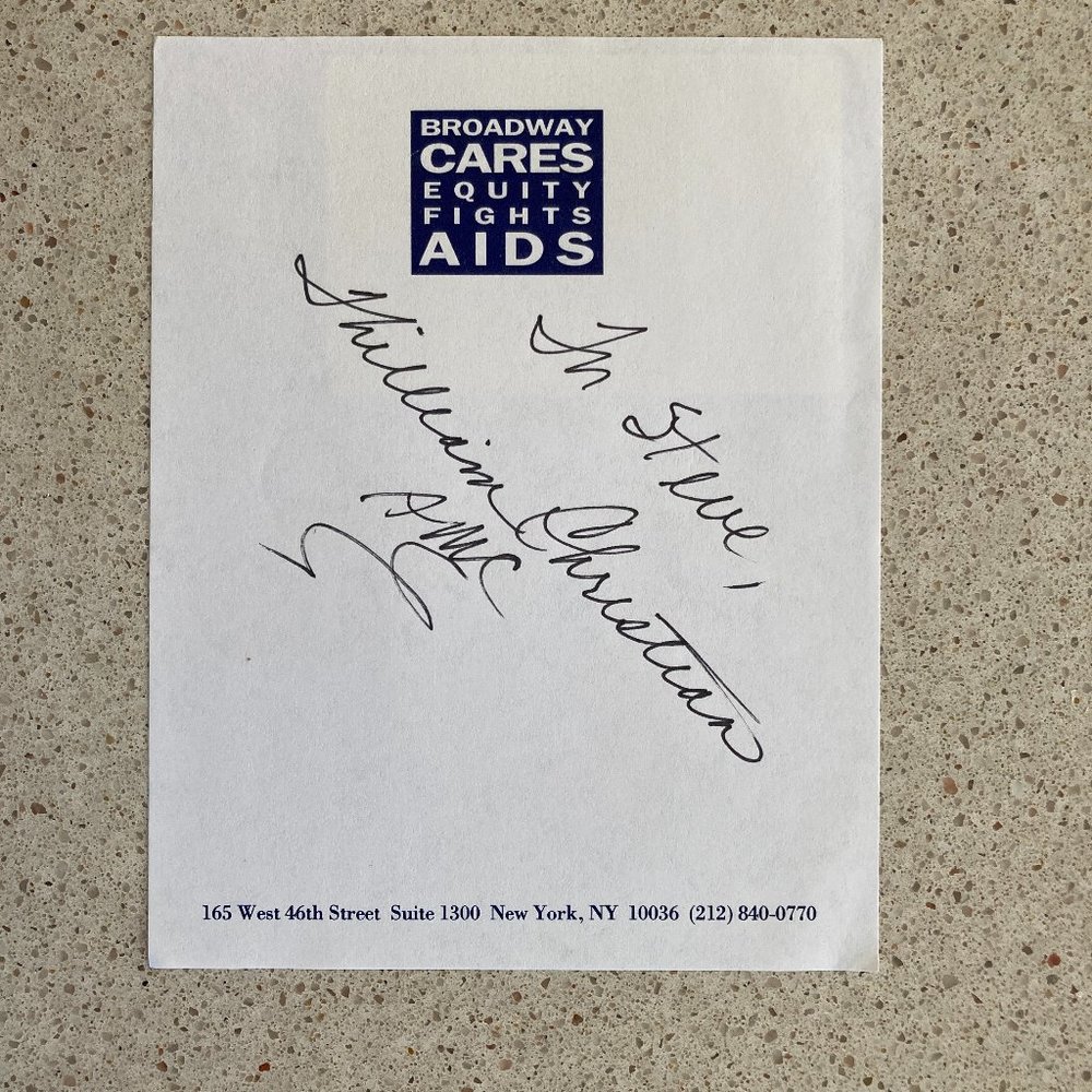 William Christian Signed / Inscribed BCEFA Slip 4 1/2” X 5 1/2” All My Children